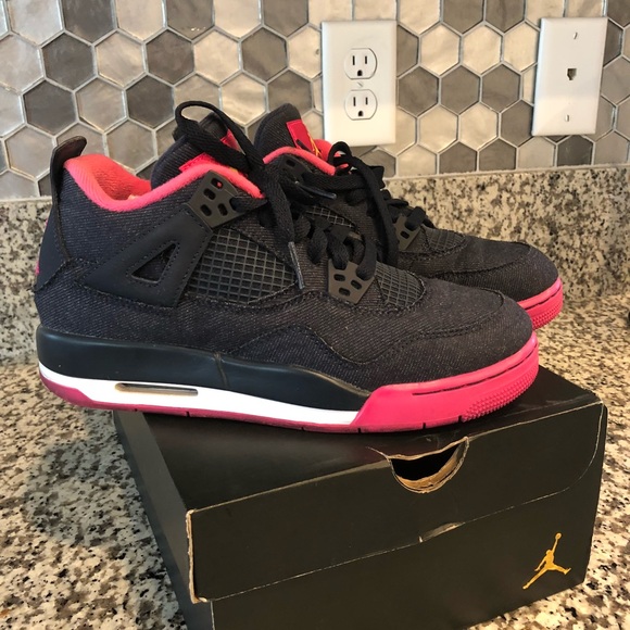 denim and pink jordans